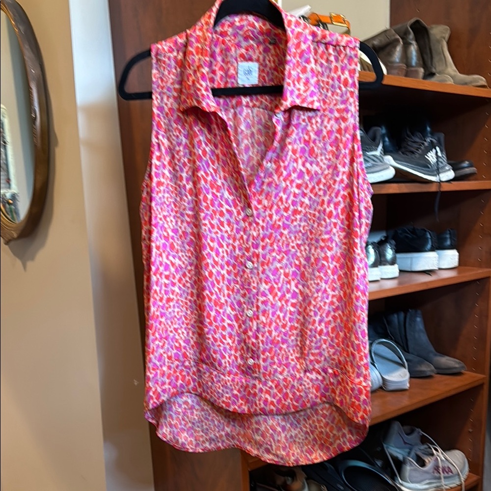 CAbi Sleeveless red and purple with grey Blouse
